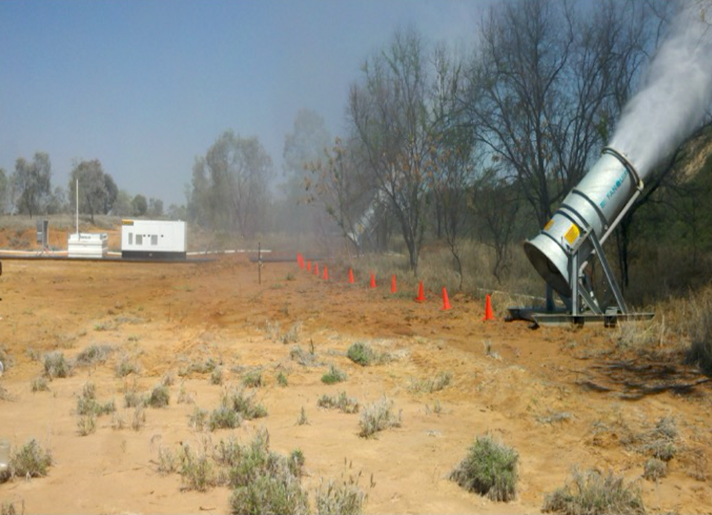 Figure 14. &nbsp; Overspray condition using land-based cannon